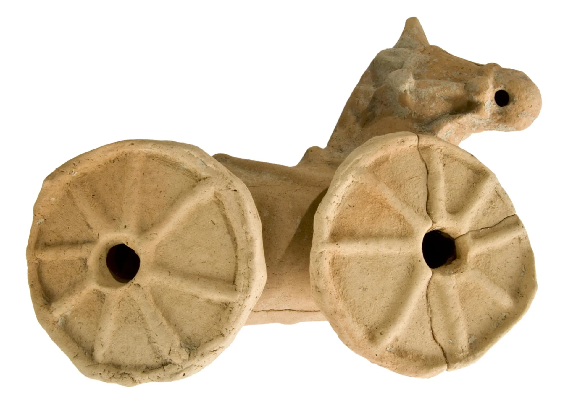 Детска играчка во форма на коњ со тркала, теракота, II век, лок. Скупи, југоисточна некропола